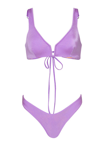 Thumbnail - Maaji Metallic Lilac Splendour Regular Rise Thin Side Bikini Bottom - 10