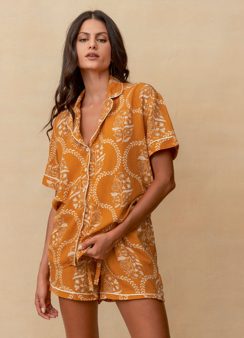 Alternative image -  Maaji Caramel Damask Slumber Short Sleeve Short Set