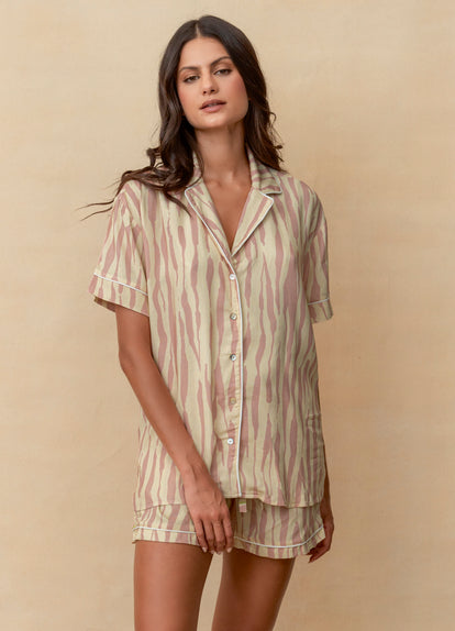  Foto de Salmon Zebra Slumber Short Sleeve Short Set by Maaji - Pijamas
