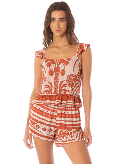  shorts from Maaji – Botanic Engraving Serenity Short Sleeve Short Set – Category: Apparel , Accessories Clothing Sleepwear , Loungewear Pajamas