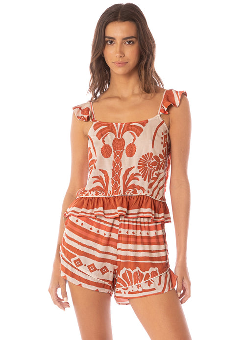 Main image -  shorts from Maaji – Botanic Engraving Serenity Short Sleeve Short Set – Category: Apparel , Accessories Clothing Sleepwear , Loungewear Pajamas