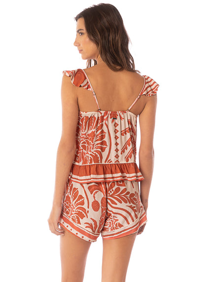 Thumbnail - shorts from Maaji – Botanic Engraving Serenity Short Sleeve Short Set – Category: Apparel , Accessories Clothing Sleepwear , Loungewear Pajamas - 2