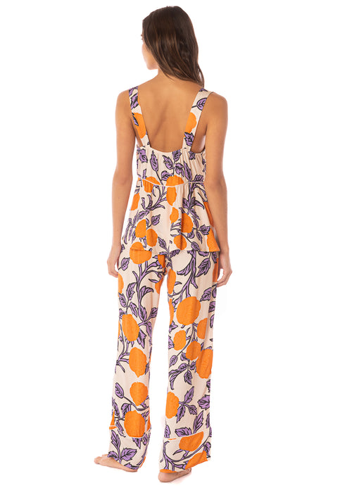 Hover image -  pants from Maaji – Western Orange Flower Owl Sleeveless Pant Set – Category: Apparel , Accessories Clothing Sleepwear , Loungewear Pajamas
