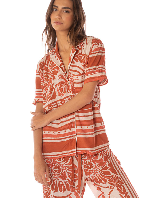 Alternative image -  pants from Maaji – Botanic Engraving Kameli Short Sleeve Pant Set – Category: Apparel , Accessories Clothing Sleepwear , Loungewear Pajamas