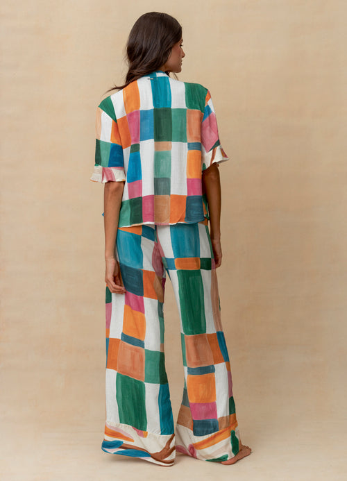Hover image -  Maaji Colorful Chess Anais Short Sleeve Pant Set