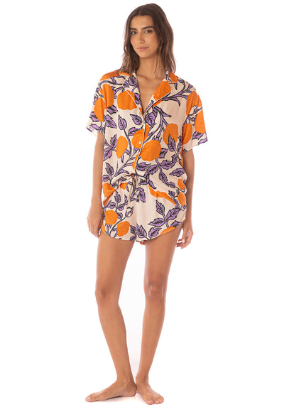 Maaji Western Orange Flower Slumbers Short Sleeve Short Set