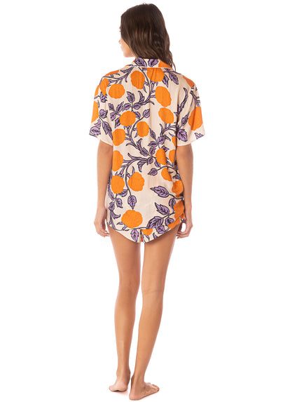  Maaji Western Orange Flower Slumbers Short Sleeve Short Set
