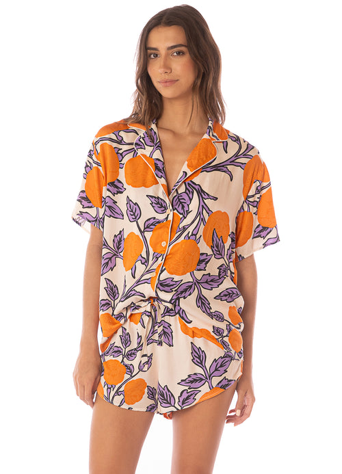 Main image -  Maaji Western Orange Flower Slumbers Short Sleeve Short Set