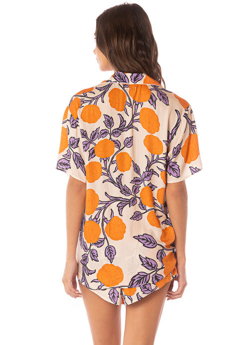 Hover image -  Maaji Western Orange Flower Slumbers Short Sleeve Short Set