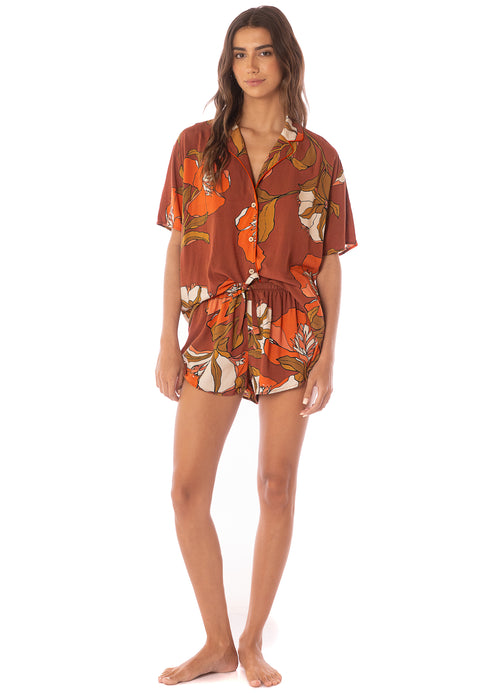 Main image -  shorts from Maaji – Manet Flowers Slumbers Short Sleeve Short Set – Category: Apparel , Accessories Clothing Sleepwear , Loungewear Pajamas