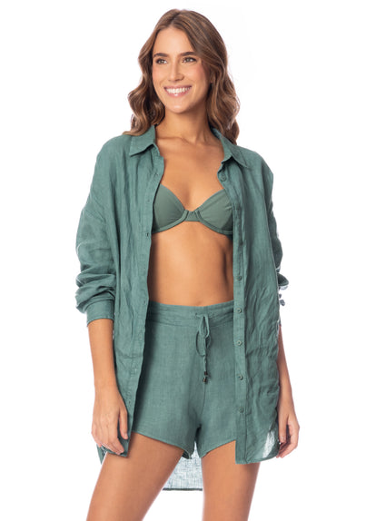 Thumbnail - Maaji Eucalyptus Green Larissa Long Shirt - 21