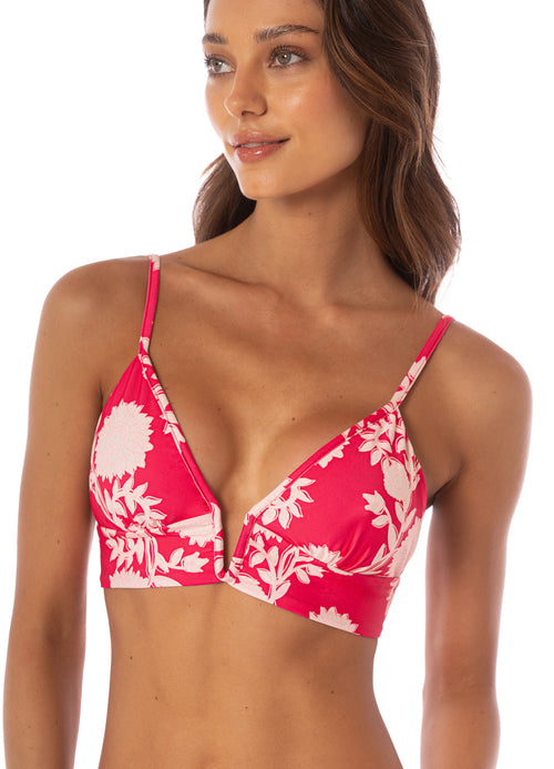 Hover image -  Maaji Candy Flowery Parade  Long Line Triangle Bikini Top