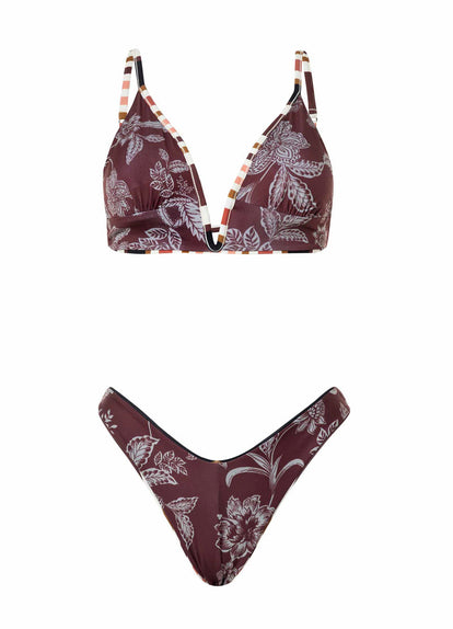 Maaji Burgundy Barcode Megan High Leg Bikini Bottom