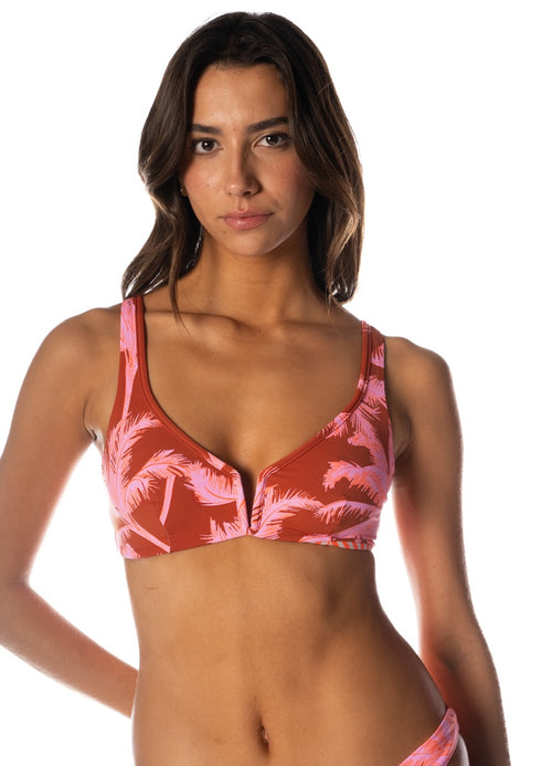 Hover image -  bikini top from Maaji – Darkred Palms Victory Classic Bralette Bikini Top – Category: Apparel , Accessories Clothing Swimwear