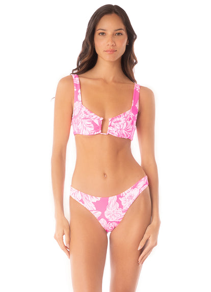  Maaji Pink Blossom Flirt Low Rise Thin Side Bikini Bottom