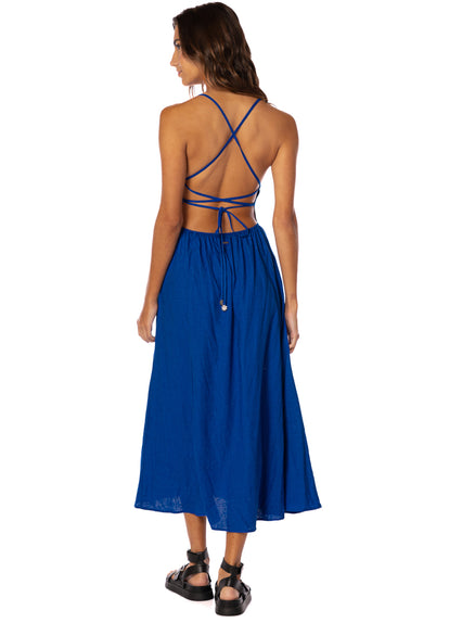 Thumbnail - dress from Maaji – Cobalt Blue Remi V Midi Dress – Category: Apparel , Accessories Clothing - 2