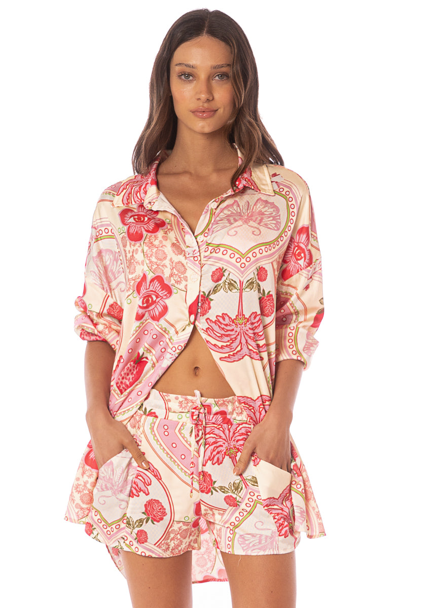 long shirt from Maaji – Strawberry Palm Dreambound  Long Shirt – Category: Apparel , Accessories Clothing