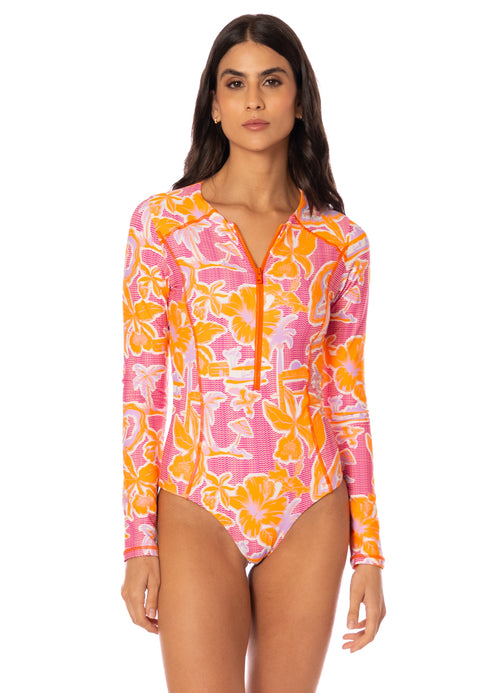 Main image -  Maaji Flamingo Glow Triton B Cheeky Cut Surf One Piece