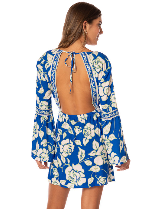 Hover image -  dress from Maaji – Cobalt Flora Agnes V Short Dress – Category: Apparel , Accessories Clothing