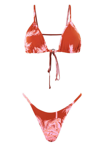  Maaji Darkred Palms Arabelle Sliding Triangle Bikini Top