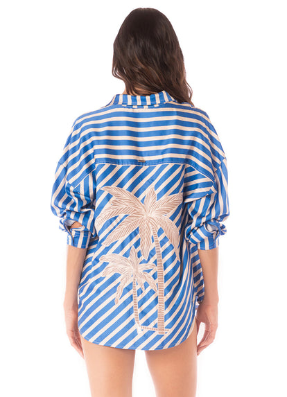  Foto de Azure Stripes Manele Long Shirt by Maaji - Camisas Largas - Ropa de Playa