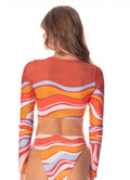 Maaji Swizzle Blossom Spectacle Long Sleeve Crop Top Bikini Top