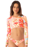 Maaji Floral Groove Spectacle Long Sleeve Crop Top Bikini Top