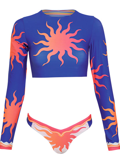  Maaji Sunlit Bloom Spectacle Long Sleeve Crop Top Bikini Top