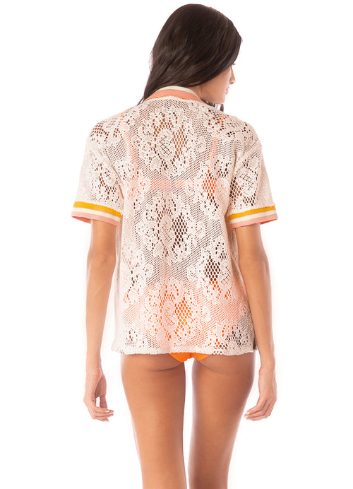 Hover image -  long shirt from Maaji – Flowery Crochet Lana Long Shirt – Category: Apparel , Accessories Clothing