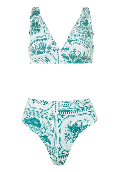  Maaji Morrocan Tiles Rocky Long Line Triangle Bikini Top