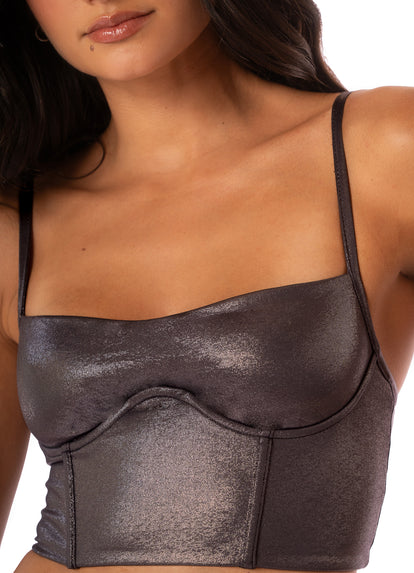  Maaji Shimery Grey Melfi Crop Top