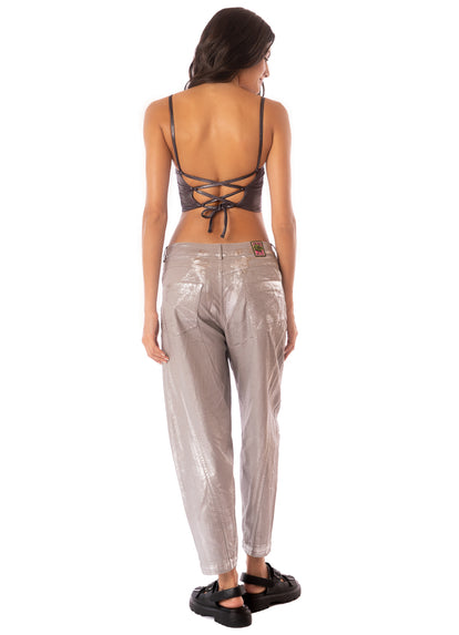  Maaji Shimery Grey Melfi Crop Top