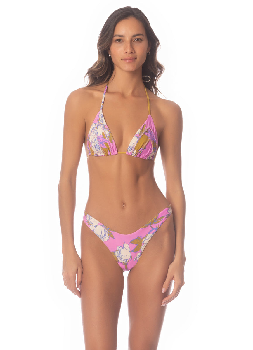 Maaji Pink Fiore Alana Sliding Triangle Bikini Top
