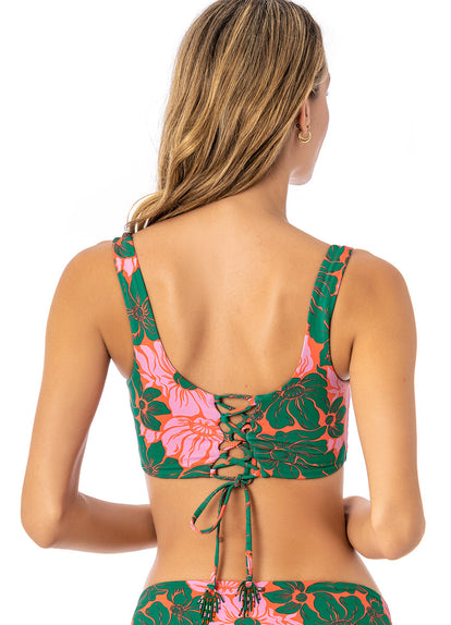  Maaji Floral Stamp Guinea Sporty Bralette Bikini Top