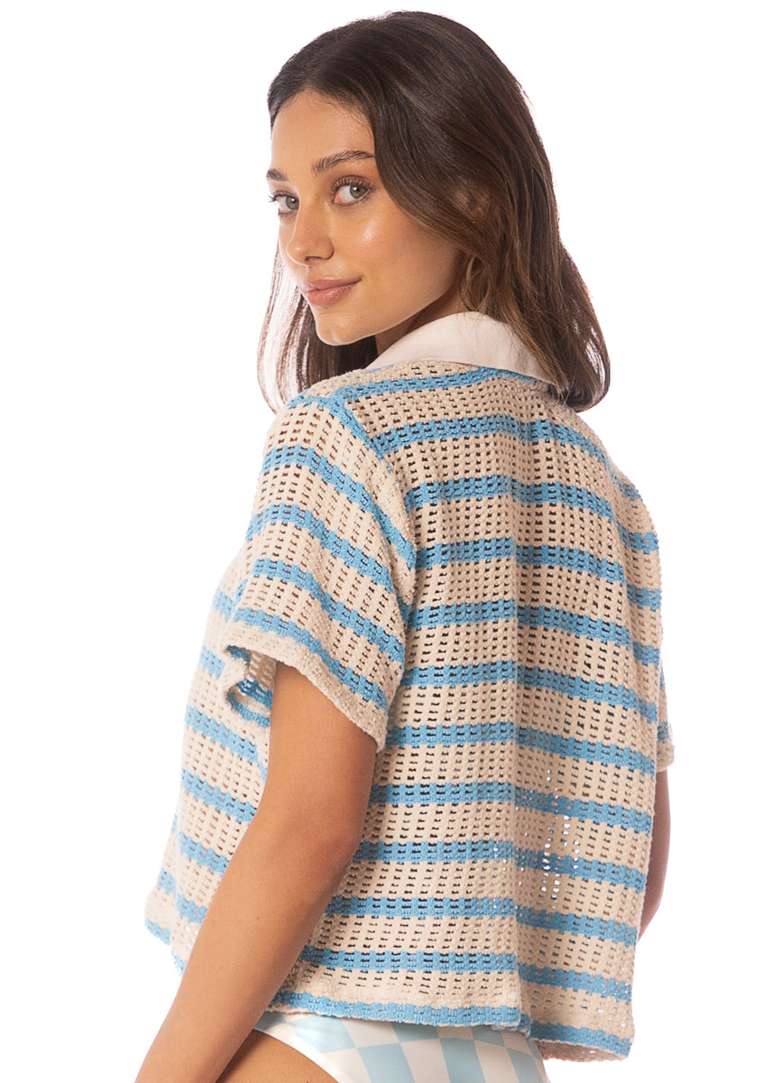 shirts from Maaji – Icy Stripes Wavy  Shirt – Category: Apparel , Accessories Clothing