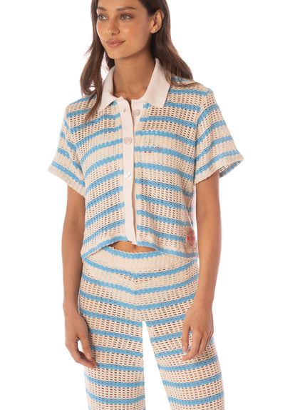  shirts from Maaji – Icy Stripes Wavy  Shirt – Category: Apparel , Accessories Clothing