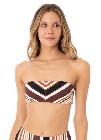  Maaji Burgundy Barcode Tiffany Strapless Bandeau Bikini Top