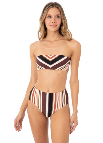  Maaji Burgundy Barcode Tiffany Strapless Bandeau Bikini Top