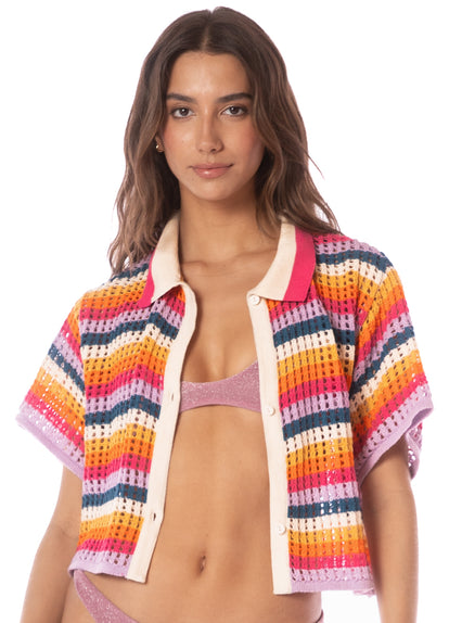 Thumbnail - shirts from Maaji – Pink Prism Lyne Shirt – Category: Apparel , Accessories Clothing - 4