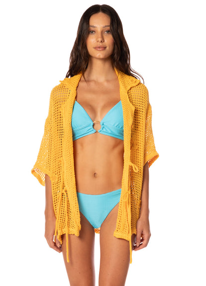  Foto de Golden Blossom Amarantta Long Shirt by Maaji - Camisas Largas - Ropa de Playa