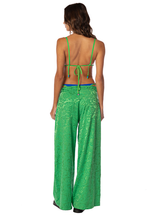 Hover image -  pants from Maaji – Emerald Brocade Kimchi Pants – Category: Apparel , Accessories Clothing