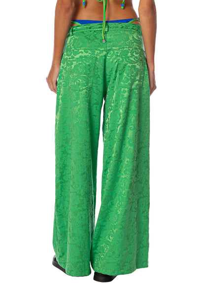 Thumbnail - pants from Maaji – Emerald Brocade Kimchi Pants – Category: Apparel , Accessories Clothing - 5