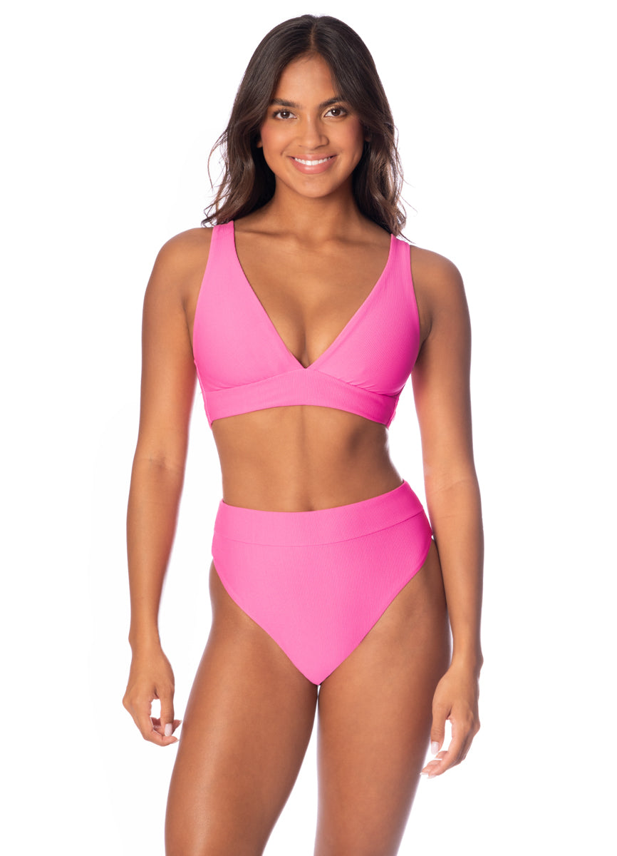 Foto de Radiant Pink Allure Long Line Triangle Bikini Top by Maaji - Tops - Vestidos de Baño