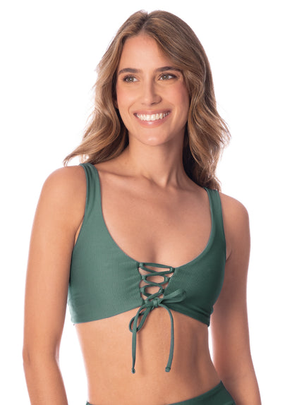  Maaji Eucalyptus Green Allure Long Line Triangle Bikini Top