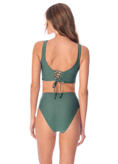 Hover image -  Maaji Eucalyptus Green Allure Long Line Triangle Bikini Top