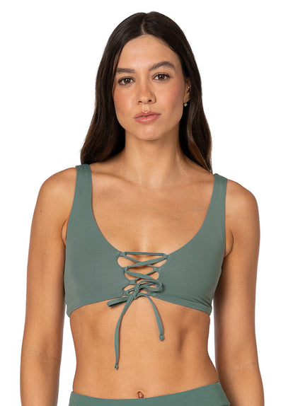 Thumbnail - Foto de Eucalyptus Green Allure Long Line Triangle Bikini Top by Maaji - Tops - Vestidos de Baño - 6