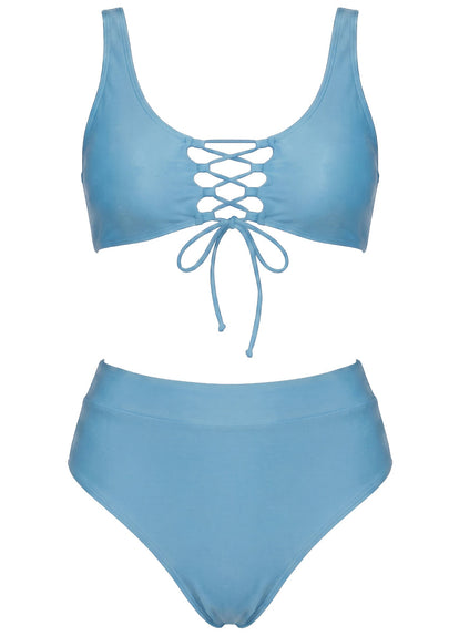  Foto de Stone Blue Allure Long Line Triangle Bikini Top by Maaji - Tops - Vestidos de Baño