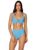 Maaji Stone Blue Allure Long Line Triangle Bikini Top