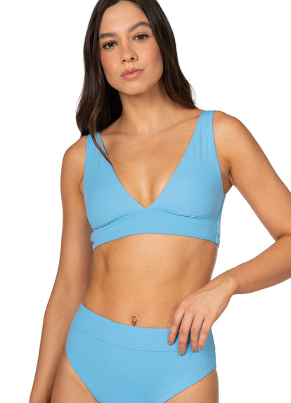 Thumbnail - Foto de Stone Blue Allure Long Line Triangle Bikini Top by Maaji - Tops - Vestidos de Baño - 7