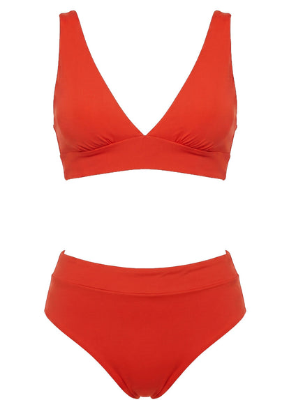 Thumbnail - Foto de Red Camelia Allure Long Line Triangle Bikini Top by Maaji - Tops - Vestidos de Baño - 11